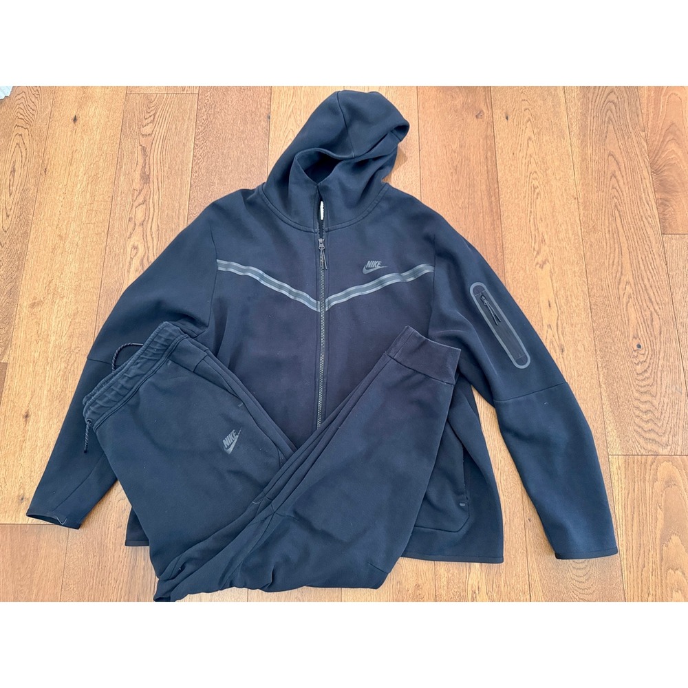 Nike Tech Fleece Tracksuit Mens XXL Black Hoodie Joggers Set CU4489 CU4495